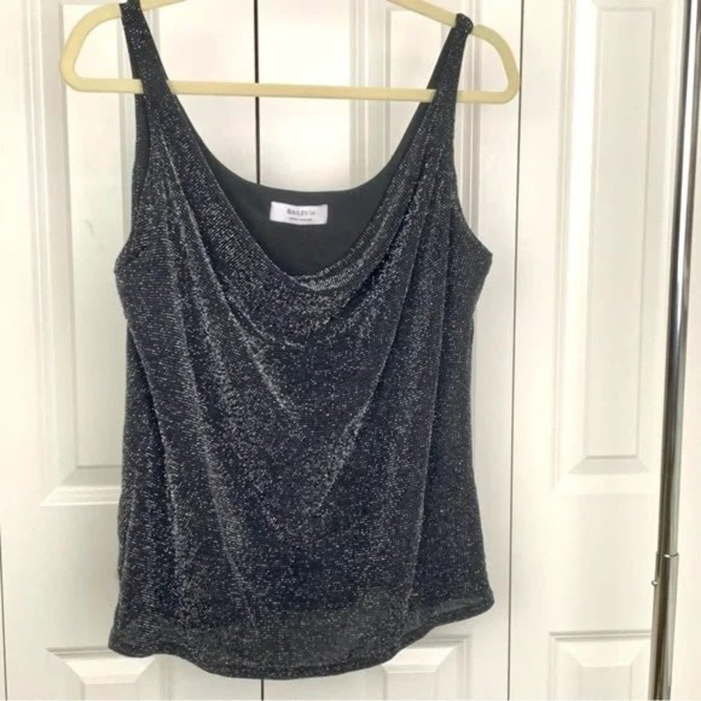 Y2K Inspired Bailey/44 Sparkle Cowl Neck‎ Cami Top S Black Made in USA